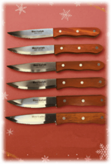 Ensemble de 6 couteaux à table avec manche de bois